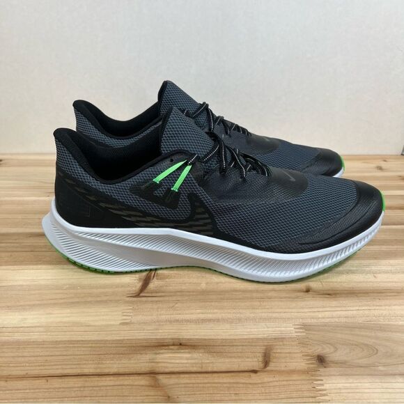 Nike Quest 3 Sheild road running water resistant men 14 Black Poison Green shoes - Picture 1 of 10